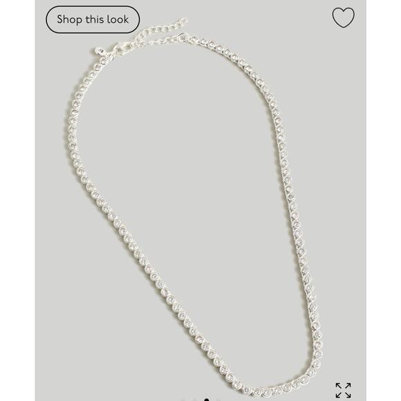 New With Defects Madewell The Tennis Collection Bezel Crystal Necklace Silver - Picture 1 of 6